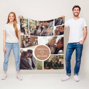 Cute 8 Photo Collage Vacation Camping Personalised Fleece Blanket