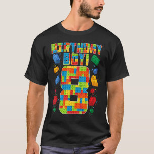 Cute 8th Birthday 8 Years Old Block Building Boys T-Shirt