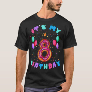 Cute 8th Birthday 8 Years Old Happy Doughnut Boy T-Shirt