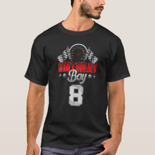 Cute 8th Birthday Boy 8 Years Old Race Car Boys Ki T-Shirt