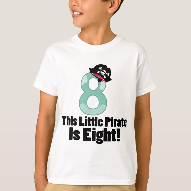 Cute 8th Birthday Pirate Shirt for boys (Front)