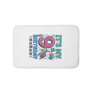 Cute 9th Birthday Turtle Vintage Kids Shirt Design Bath Mat