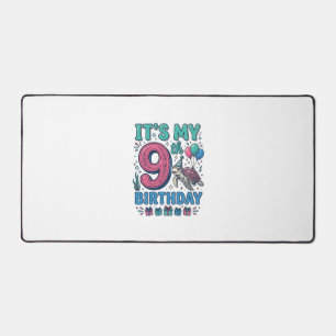Cute 9th Birthday Turtle Vintage Kids Shirt Design Desk Mat