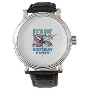 Cute 9th Birthday Turtle Vintage Kids Shirt Design Watch