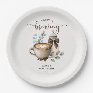 Cute 'a Baby is Brewing' Coffee Baby Shower Paper Plate