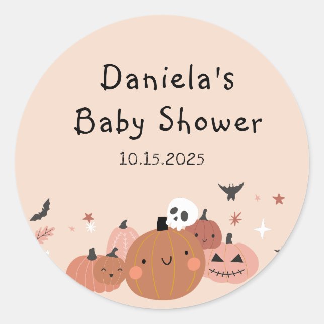  Cute A Little Boo Halloween Baby Shower Classic Round Sticker (Front)