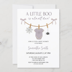 Cute A Little Boo Is Almost Due Baby Shower Invitation