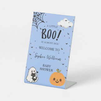 Cute A Little Boo Is Almost Due Baby Shower Pedestal Sign