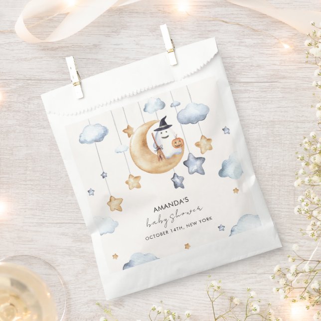 Cute A Little Boo Moon Stars Baby Shower  Favour Bag (Clipped)