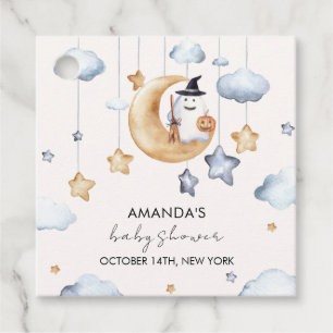 Cute A Little Boo Moon Stars Baby Shower Favour Tags