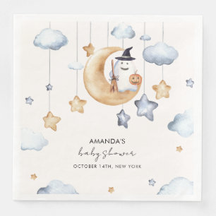 Cute A Little Boo Moon Stars Baby Shower  Napkin