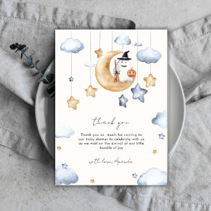 Cute A Little Boo Moon Stars Baby Shower Thank You Card