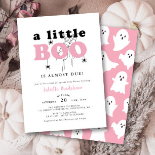 Cute A Little Boo Pink Halloween Girl Baby Shower Invitation