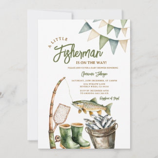 Cute A Little Fisherman Is On The Way Baby Shower Invitation
