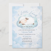 Cute A Little Lamb Baby Shower Blue Cloud Theme