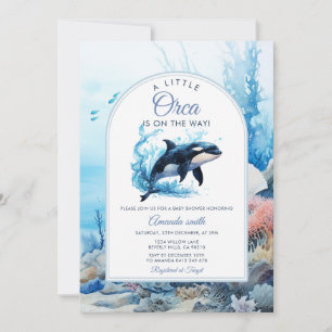 Cute A Little Orca Baby Shower Ocean Whale Boy Invitation