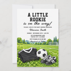Cute A Little Rookie Soccer Sports Boy Baby Shower Invitation
