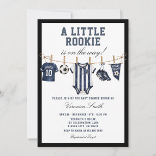 Cute A Little Rookie Soccer Sports Boy Baby Shower Invitation