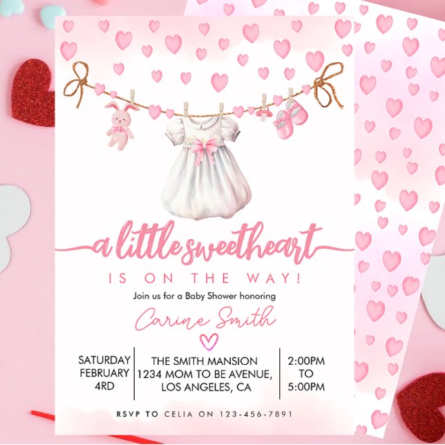 Cute A little Sweetheart Valentine's Baby Shower Invitation (Creator Uploaded)