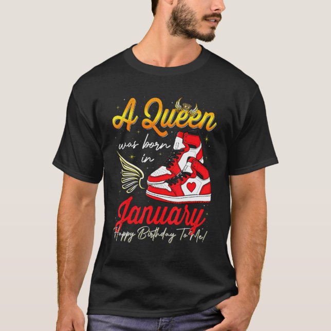Cute A Queen Was Born In January Women Girls Sneak T-Shirt (Front)