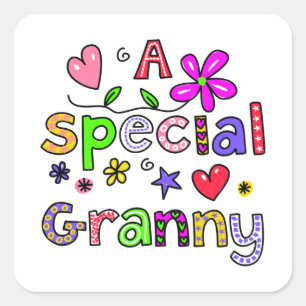 Cute A Special Granny Greeting Text Expression Square Sticker