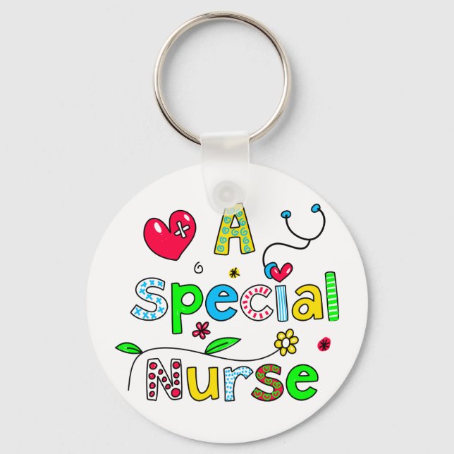 Cute A Special Nurse Greeting Text Expression Key Ring (Front)