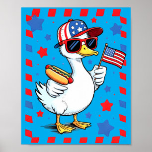 Cute Aamerica Goose 4th Of July Toddler Flag Poster