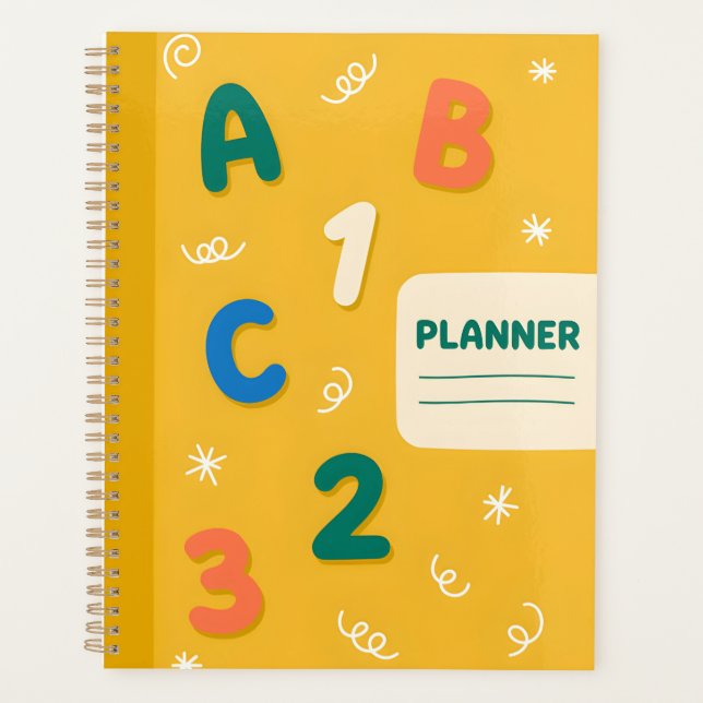 Cute ABC 123 Planner Mustard Yellow (Front)