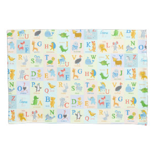 Cute ABC Animal Alphabet Pattern with First Name Pillowcase