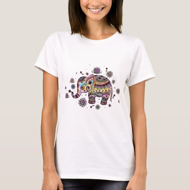 Cute Abstract Baby Elephant Illustration T-Shirt (Front)