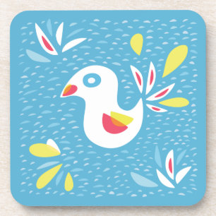 Cute Abstract Bird In Spring Coaster