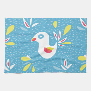Cute Abstract Bird In Spring Tea Towel