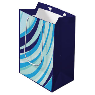 Cute Abstract Blue Diagonal Stripe Medium Gift Bag
