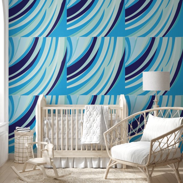 Cute Abstract Blue Diagonal Stripe Wallpaper (Kids)