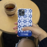 Cute Abstract Blue Floral Pattern with Name Samsung Galaxy Case<br><div class="desc">A feminine abstract flower pattern in shades of blue with a place to add your name for personalisation.</div>
