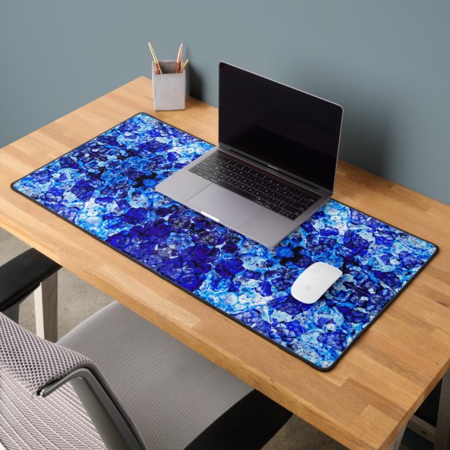 Cute abstract blue lighting glass desk mat (Office 2)