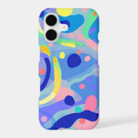 Cute Abstract Blue Pastel Neon Repeating Pattern