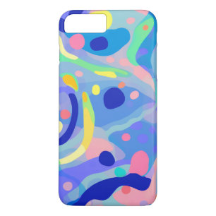 Cute Abstract Blue Pastel Neon Repeating Pattern iPhone 8 Plus/7 Plus Case
