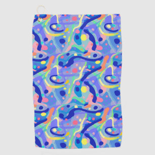 Cute Abstract Blue Pastel Neon Repeating Pattern Golf Towel