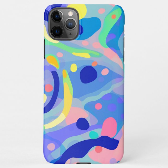 Cute Abstract Blue Pastel Neon Repeating Pattern iPhone Case (Back)