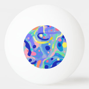 Cute Abstract Blue Pastel Neon Repeating Pattern Ping Pong Ball