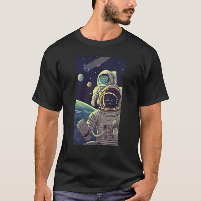 Cute Abstract Cats in Space T-Shirt (Front)