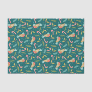 Cute Abstract Christmas Bird w/ Candy Cane Pattern Tissue Paper
