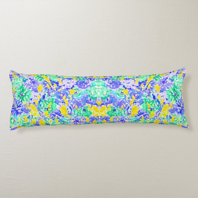 Cute abstract colourful spring flowers body cushion (Back)