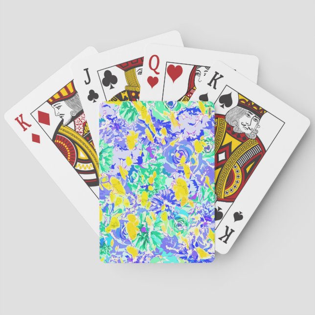 Cute abstract colourful spring flowers playing cards (Back)