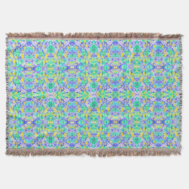 Cute abstract colourful spring flowers throw blanket (Front)