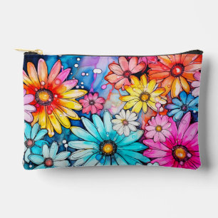 Cute Abstract Daisy Flower Art Accessory Pouch