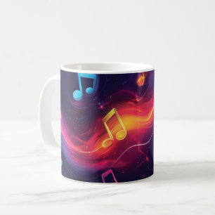 Cute abstract design of floating musical notes coffee mug