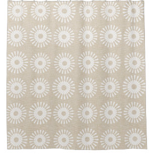 Cute Abstract Floral Linen Shower Curtain