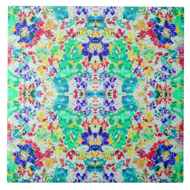 Cute abstract floral pattern ceramic tile (Front)